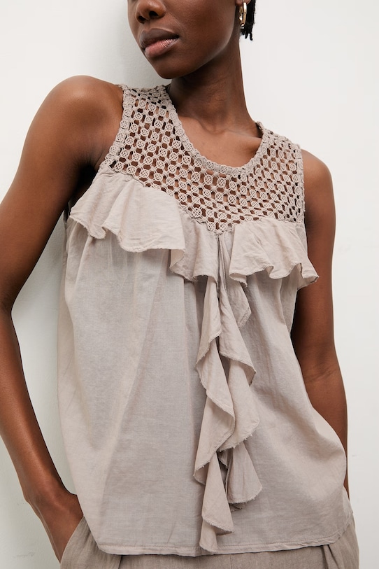 Answear.LAB bluzka damska bawełniana beżowy WS26-BKD013