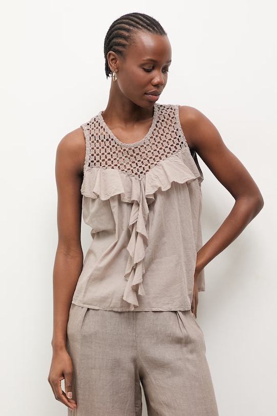 Answear.LAB bluzka damska bawełniana beżowy WS26-BKD013