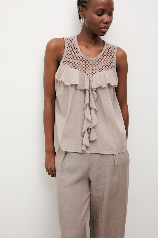 Answear.LAB bluzka damska bawełniana WS26-BKD013 beżowy