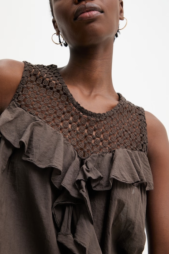 Answear.LAB bluzka damska bawełniana WS26-BKD013 brązowy