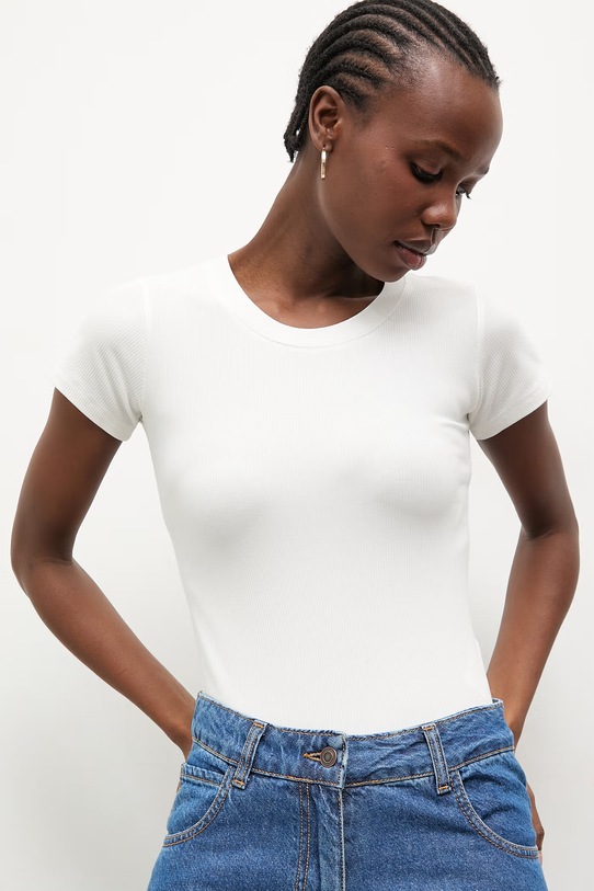 Answear.LAB t-shirt damski z bawełny biały WS26-BKD025