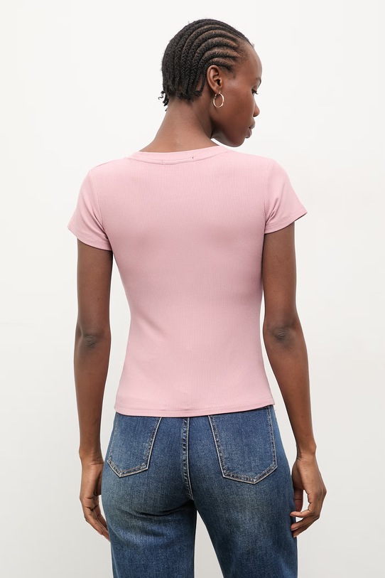 Odzież Answear.LAB t-shirt damski z bawełną WS26-BKD025 fioletowy