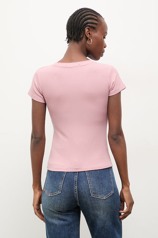 Odzież Answear.LAB t-shirt damski z bawełną WS26-BKD025 fioletowy