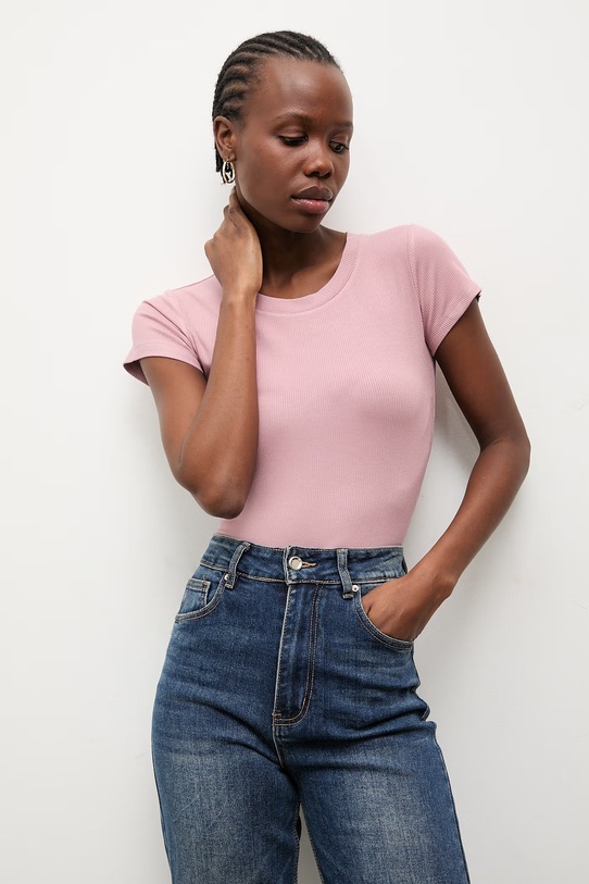 Answear.LAB t-shirt damski z bawełną fioletowy WS26-BKD025