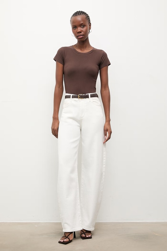 Answear.LAB t-shirt damski z bawełny WS26-BKD025 brązowy WS26