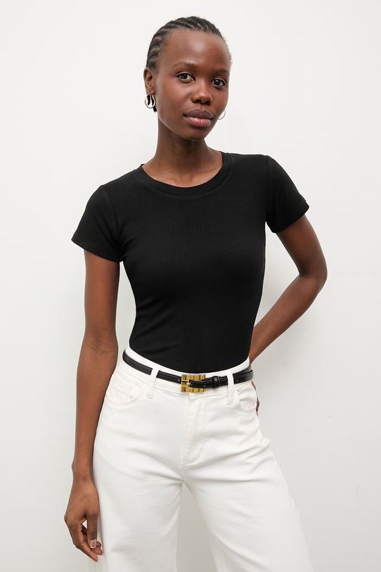 Answear.LAB t-shirt damski z bawełną czarny WS26-BKD025