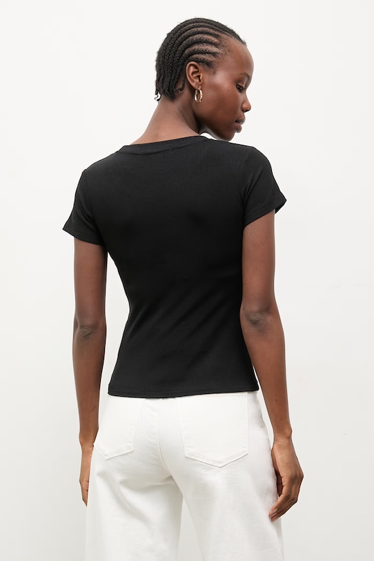 Odzież Answear.LAB t-shirt damski z bawełną WS26-BKD025 czarny