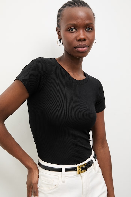 Answear.LAB t-shirt damski z bawełną WS26-BKD025 czarny