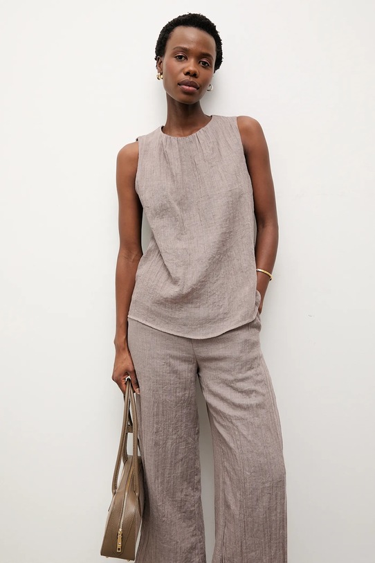 Answear.LAB bluzka lniana casual brązowy E26-79.fjk