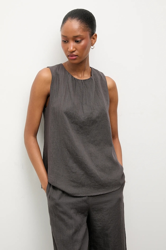 Answear.LAB bluzka lniana casual czarny E26-79.fjk