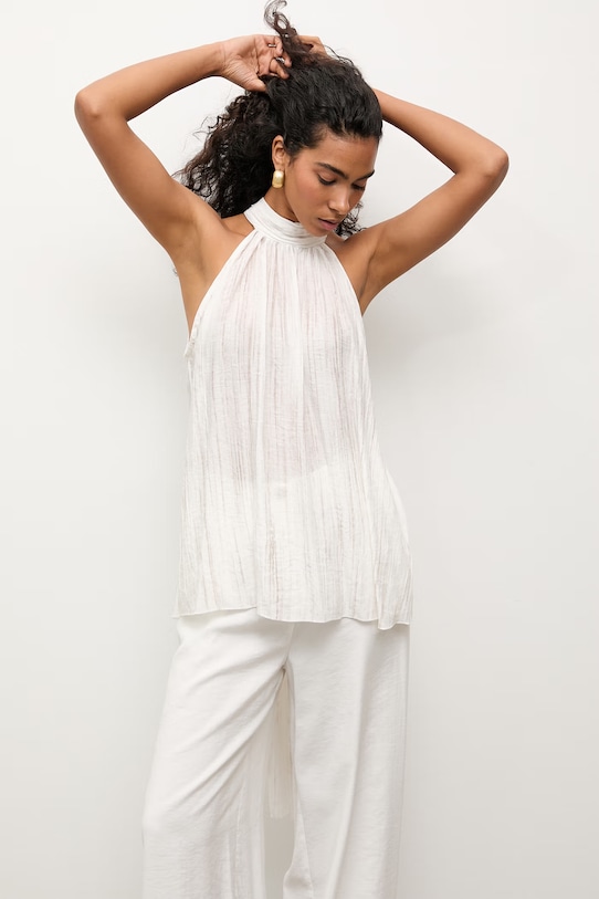 Answear.LAB bluzka halter damska beżowy WS26-BKD033