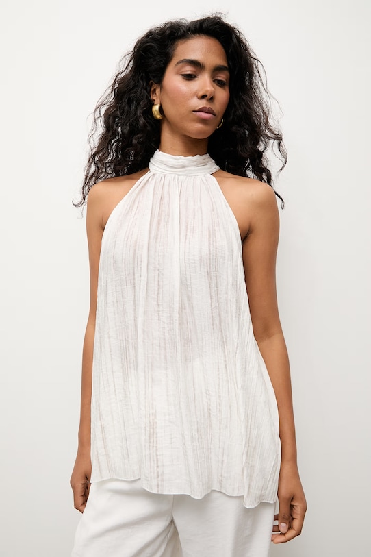 Answear.LAB bluzka halter damska beżowy WS26-BKD033