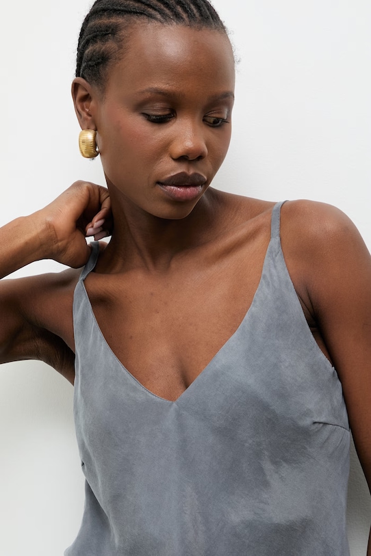 Answear.LAB top damski z lyocellu niebieski 95107.iak