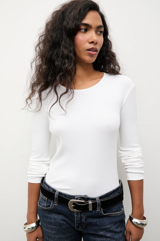 Answear.LAB longsleeve z elastanem biały TR3.tok