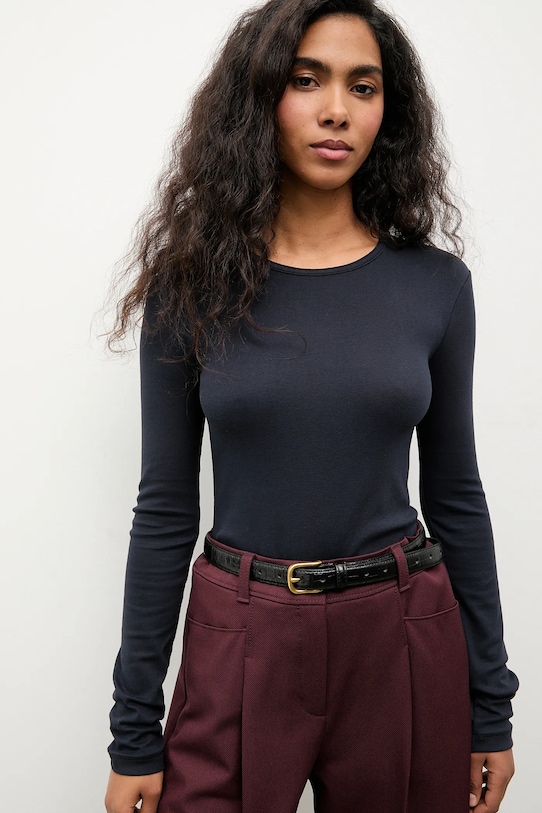 Answear.LAB longsleeve z elastanem granatowy TR3.tok