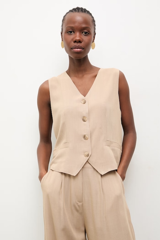 Answear.LAB komplet za žene s primjesom lana WS26-DKD000 bež WS26