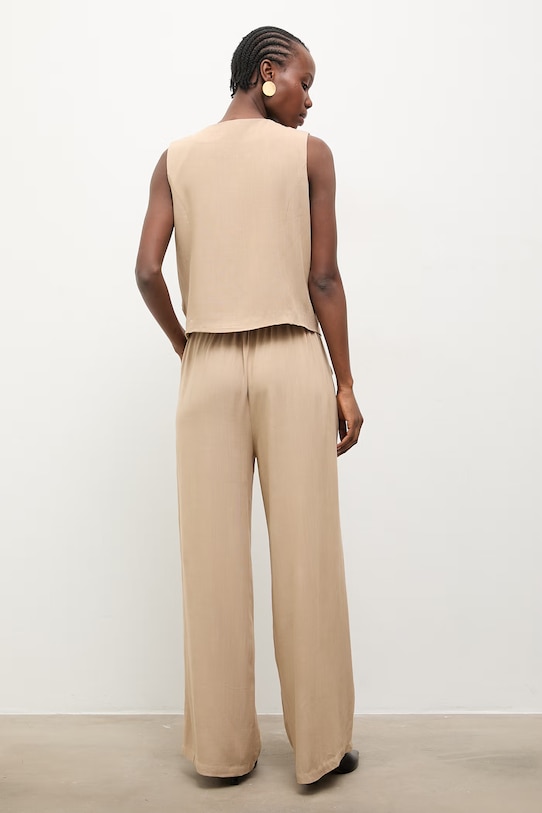 Answear.LAB súprava dámska s prímesou ľanu béžová WS26-DKD000