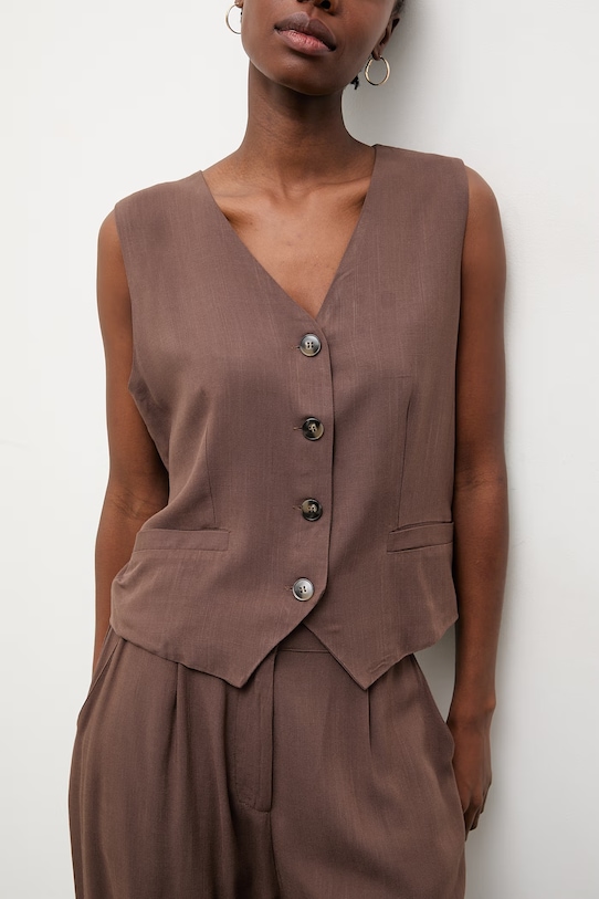 Answear.LAB komplet za žene s primjesom lana WS26-DKD000 smeđa WS26