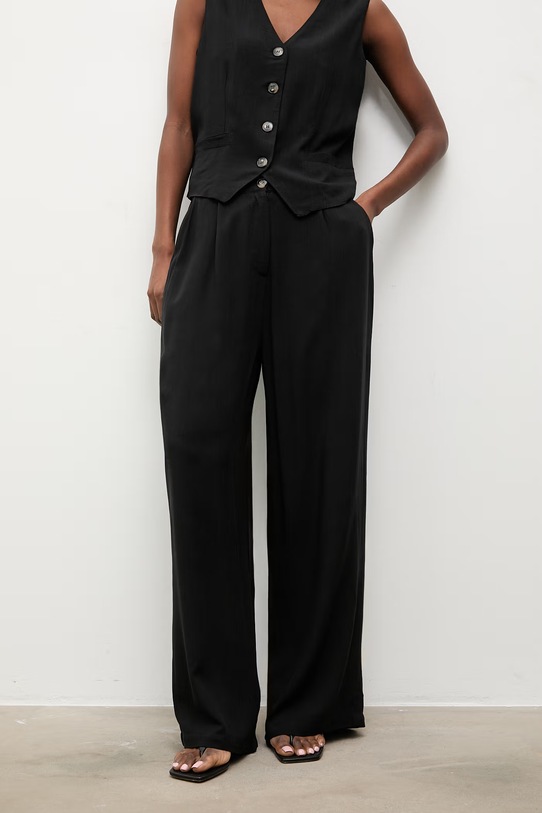 Odjeća Answear.LAB Komplet za žene s primjesom lana WS26-DKD000 crna