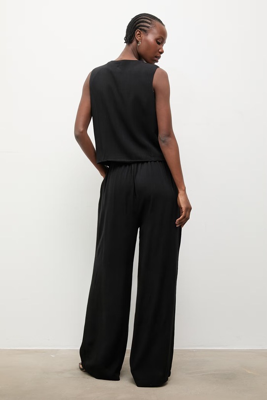 Answear.LAB komplet damski z domieszką lnu czarny WS26-DKD000