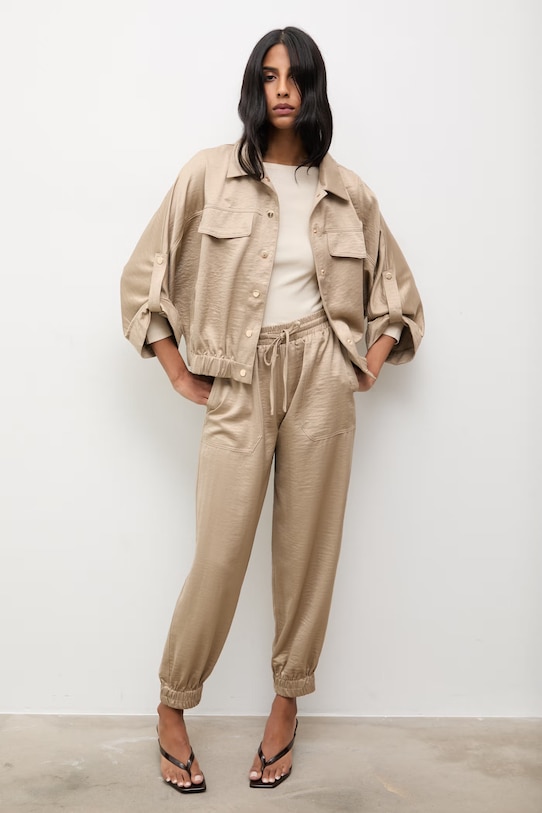 Answear.LAB komplet z domieszką lnu Y25015.hak beżowy
