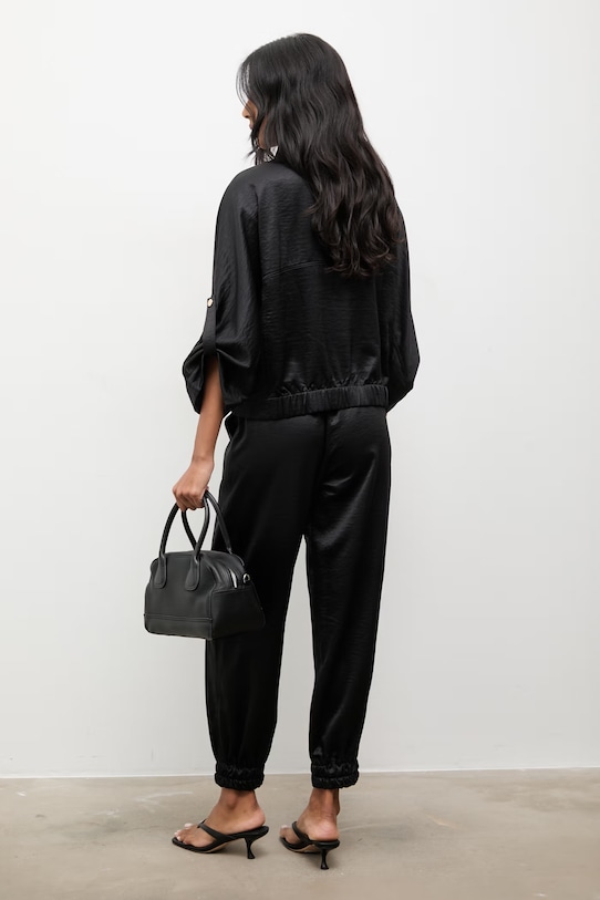 Answear.LAB komplet z domieszką lnu czarny Y25015.hak