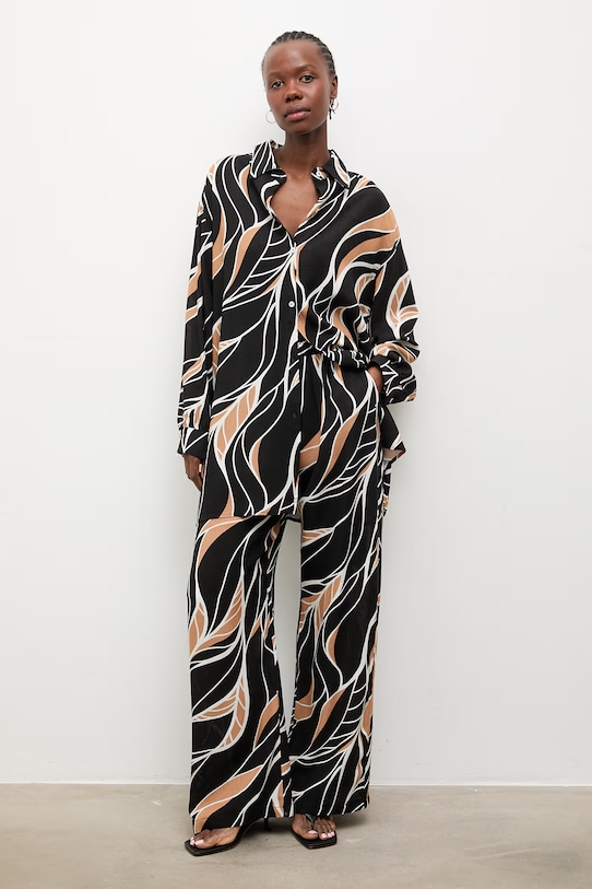 Answear.LAB komplet damski z lnem czarny WS26-DKD004