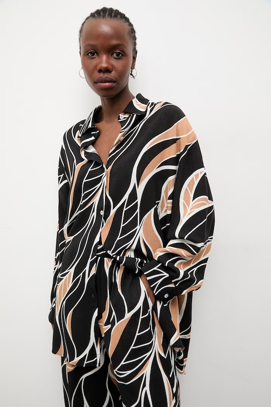 Answear.LAB komplet damski z lnem WS26-DKD004 czarny WS26