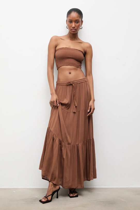 Answear.LAB top i spódnica tkanina brązowy Reina/BUSTIER.hak