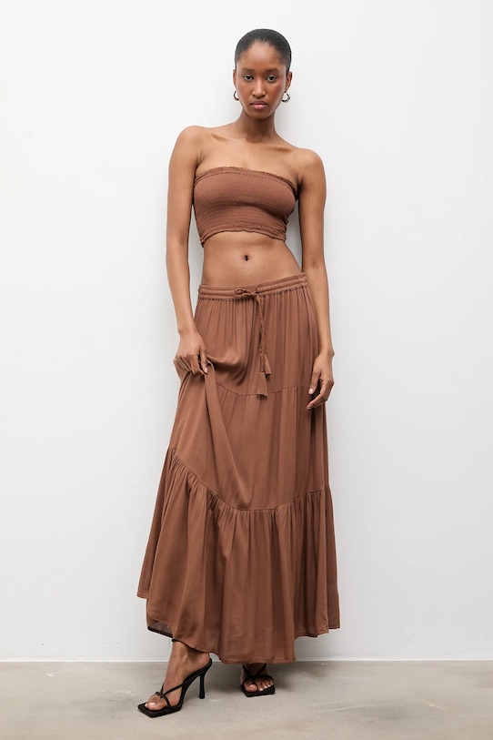 Answear.LAB top i spódnica tkanina brązowy Reina/BUSTIER.hak