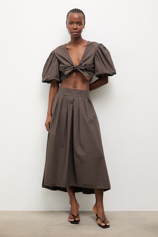 Answear.LAB komplet za žene od pamuka smeđa WS26-DKD009