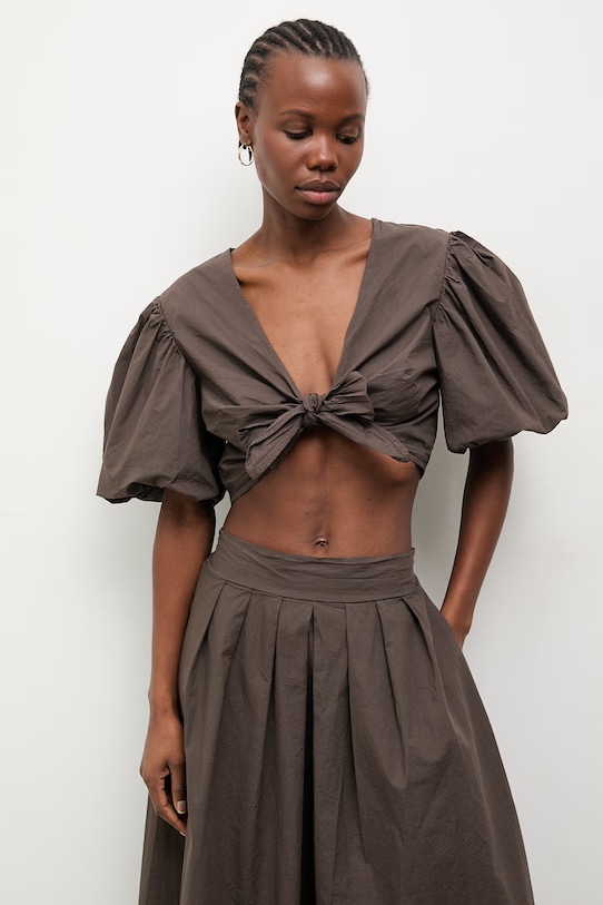 Answear.LAB komplet za žene od pamuka WS26-DKD009 smeđa WS26