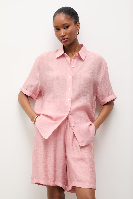 Answear.LAB koszula i szorty tkanina różowy ZY932.ZY932-1.hak