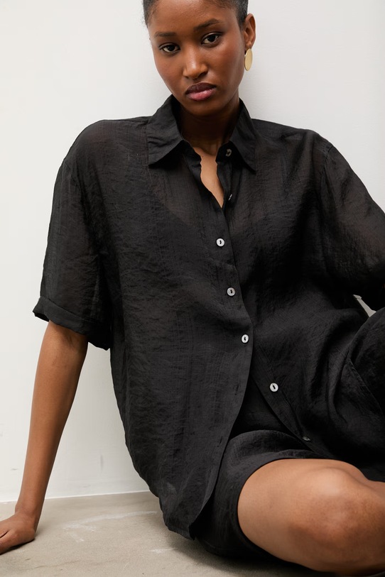 Answear.LAB koszula i szorty ZY932.ZY932-1.hak czarny