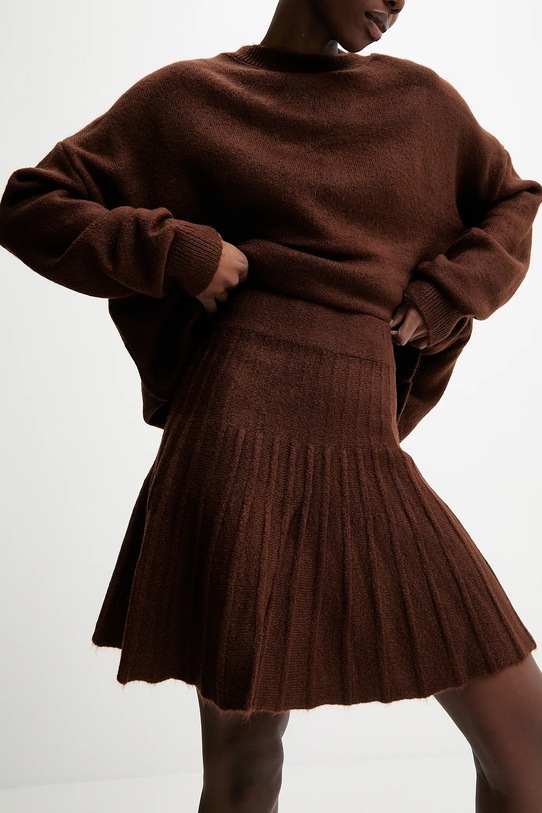 Answear.LAB sweter i spódnica z elastanem brązowy 1001.sng.tok