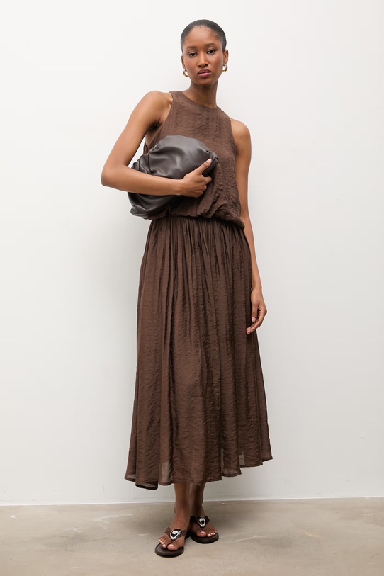 Answear.LAB bluzka i spódnica AS992501.hak brązowy