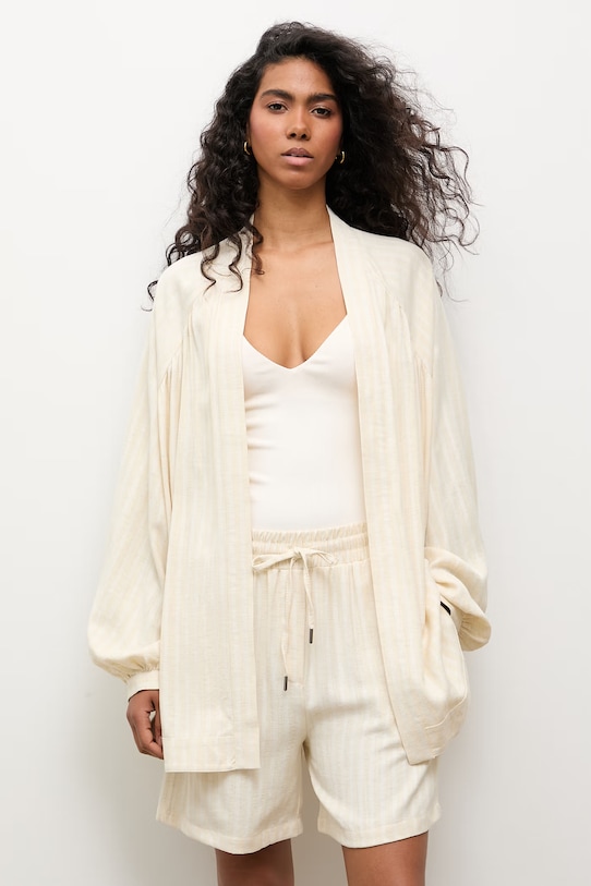 Answear.LAB komplet codzienny damski z dodatkiem lnu żółty stripe2.set