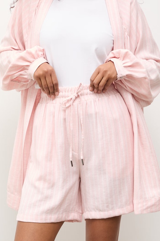 Odzież Answear.LAB komplet codzienny damski z dodatkiem lnu stripe2.set różowy