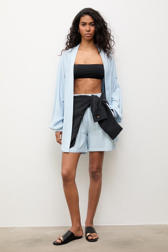 Answear.LAB každodenní set dámský s příměsí lnu solid.set modrá WS26