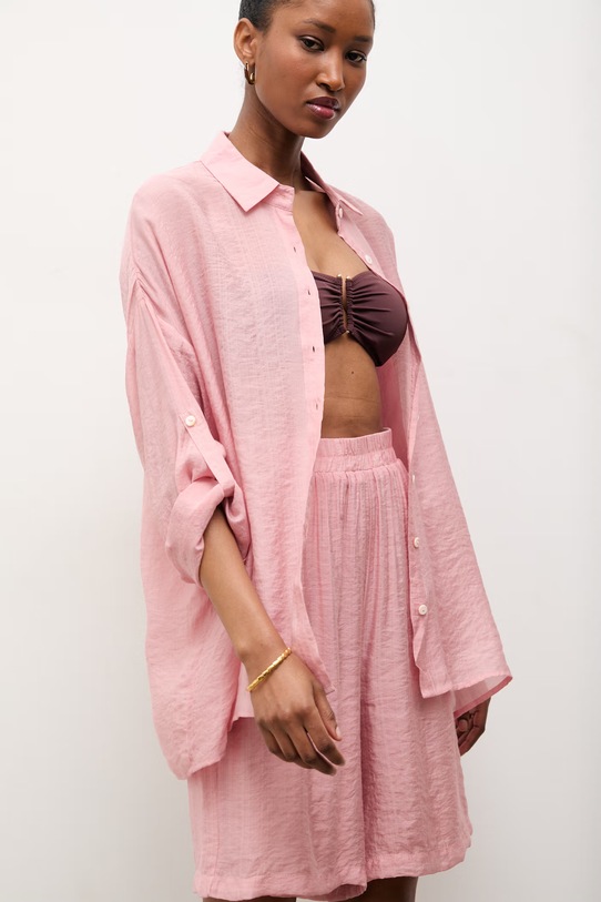 Answear.LAB koszula z domieszką jedwabiu różowy ZY931.hak