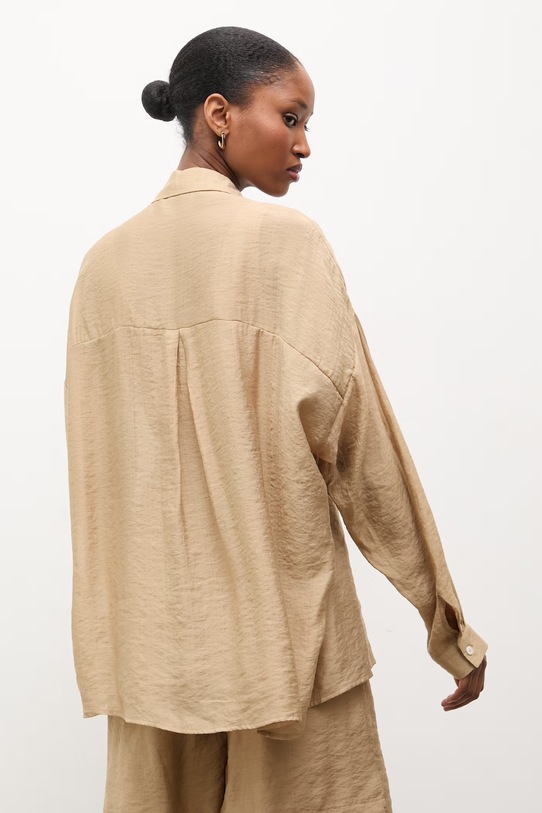 Odzież Answear.LAB koszula z domieszką jedwabiu ZY931.hak beżowy