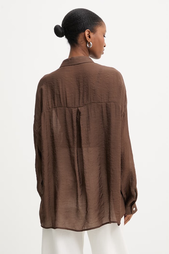 Odzież Answear.LAB koszula z domieszką jedwabiu ZY931.hak brązowy