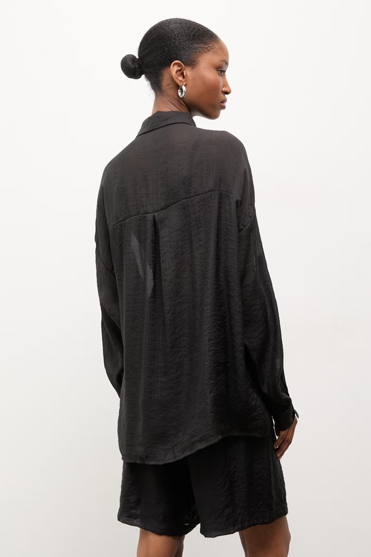 Odzież Answear.LAB koszula z domieszką jedwabiu ZY931.hak czarny