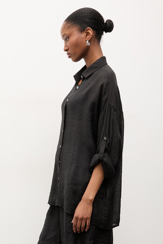 Answear.LAB koszula z domieszką jedwabiu czarny ZY931.hak