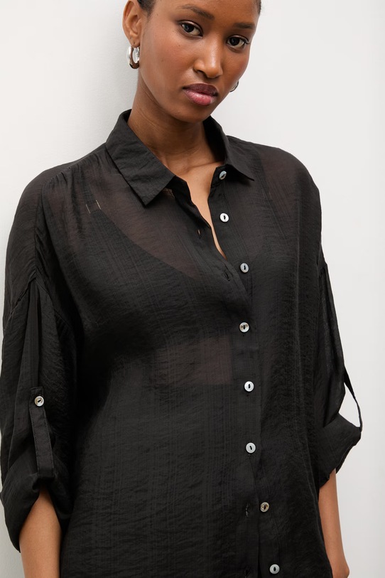 Answear.LAB koszula z domieszką jedwabiu ZY931.hak czarny