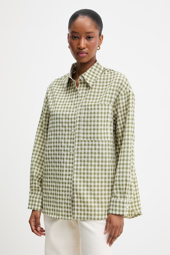 Πουκάμισο με προσθήκη λινού Answear.LAB E26-37.fjk πράσινο WS26