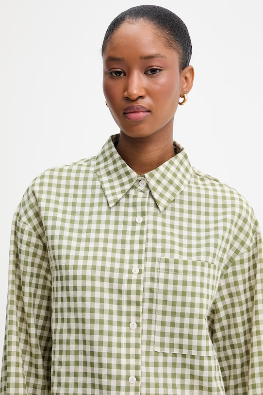 Πουκάμισο με προσθήκη λινού Answear.LAB πράσινο E26-37.fjk