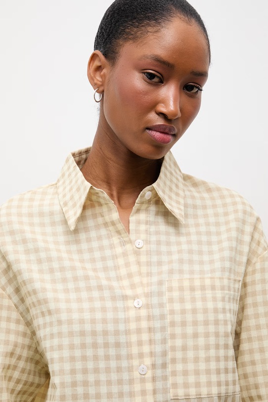 Πουκάμισο με προσθήκη λινού Answear.LAB E26-37.fjk μπεζ