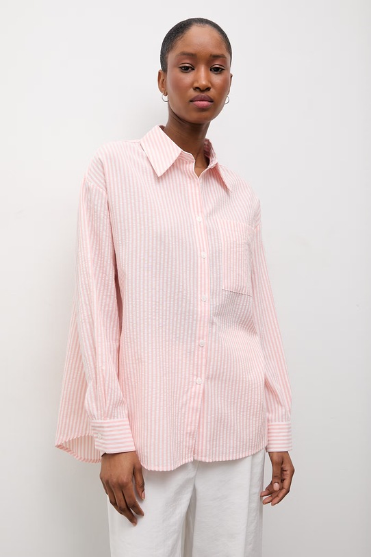 Answear.LAB koszula z dodatkiem lnu klasyczny różowy A25-61.fjk