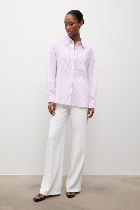 Answear.LAB koszula z dodatkiem lnu A25-61.fjk fioletowy WS26